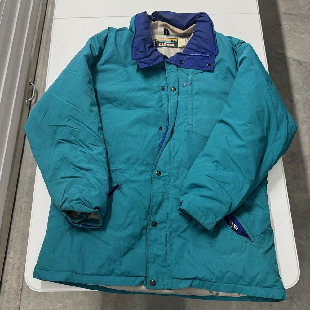 L.L. Bean penobscot Parka Jacket Mens Large Teal Vintage 90s Insulated Puffer